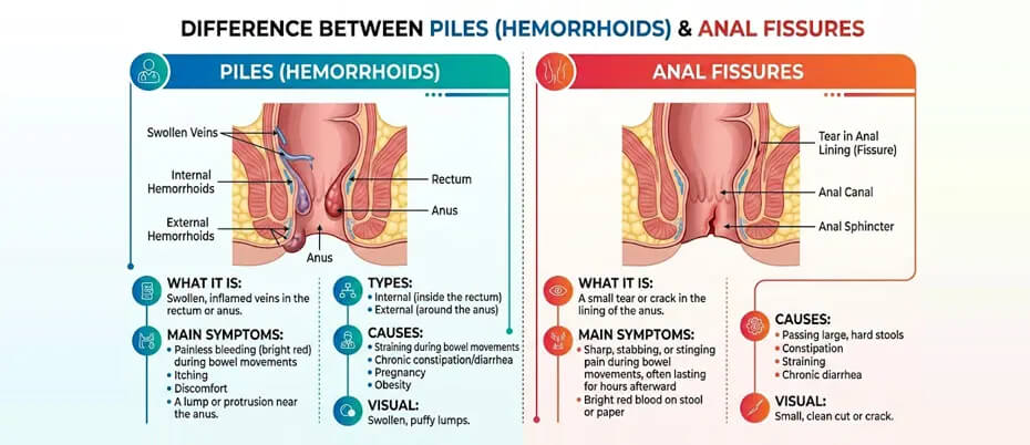 পাইলস ও এনাল ফিসার এর পার্থক্য কী